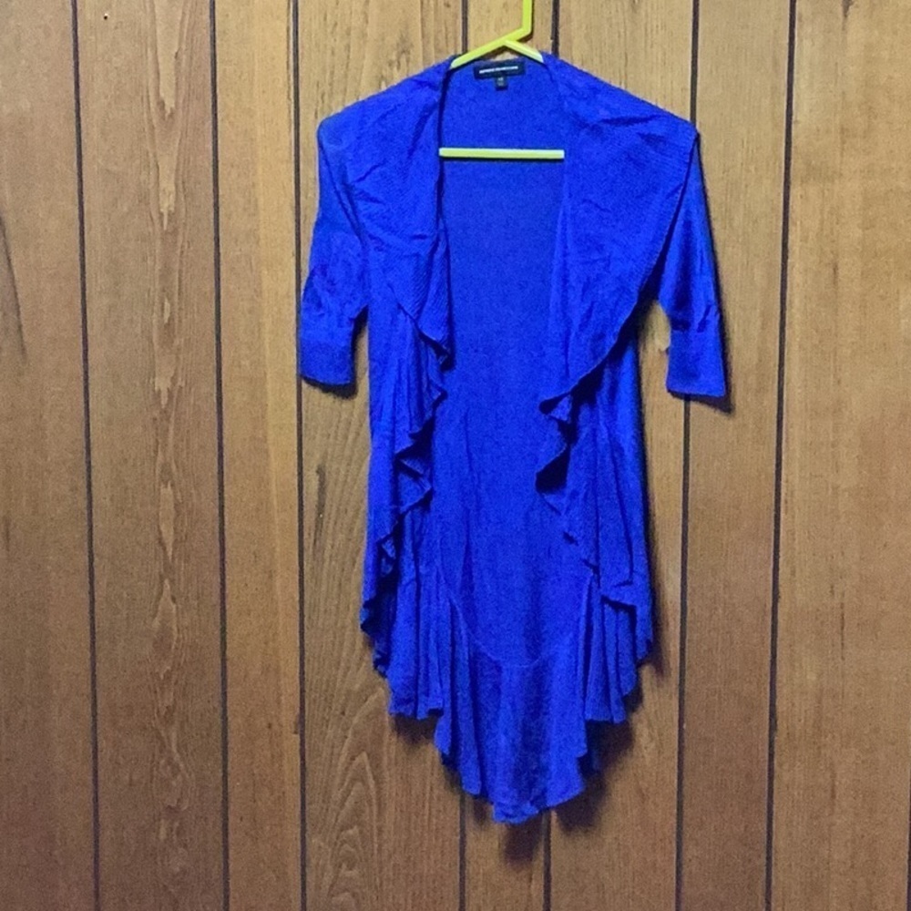 Express Ruffled Asymmetrical Duster Cardigan - image 1